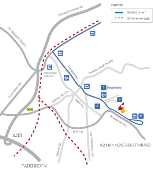 Bild der Anfahrtsskizze Klinikum Bielefeld Rosenhöhe Bild der Anfahrtsskizze Klinikum Bielefeld Rosenhöhe