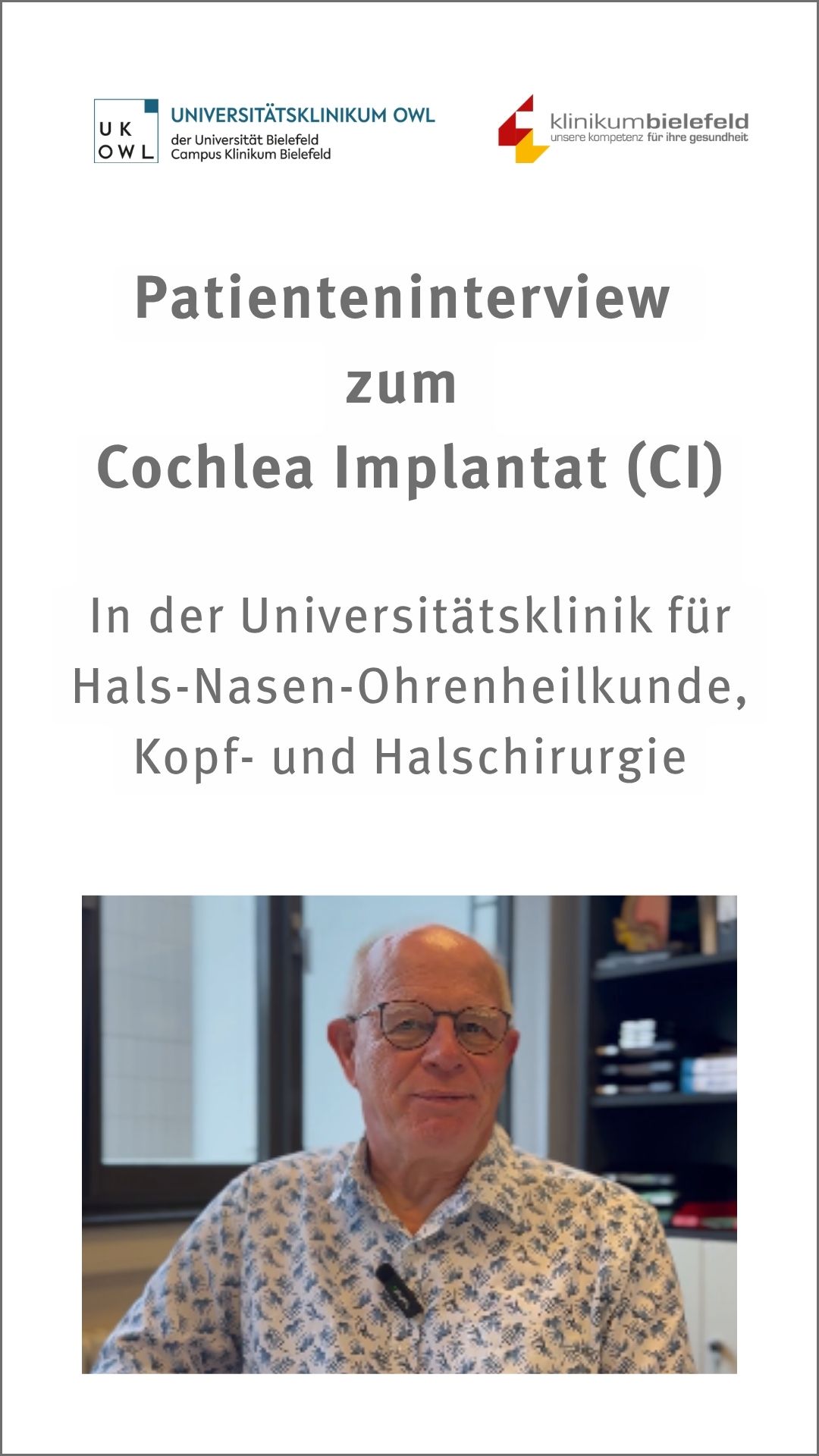 Externer Link: YouTube Video CI-Patienteninterview (Öffnet neues Fenster)